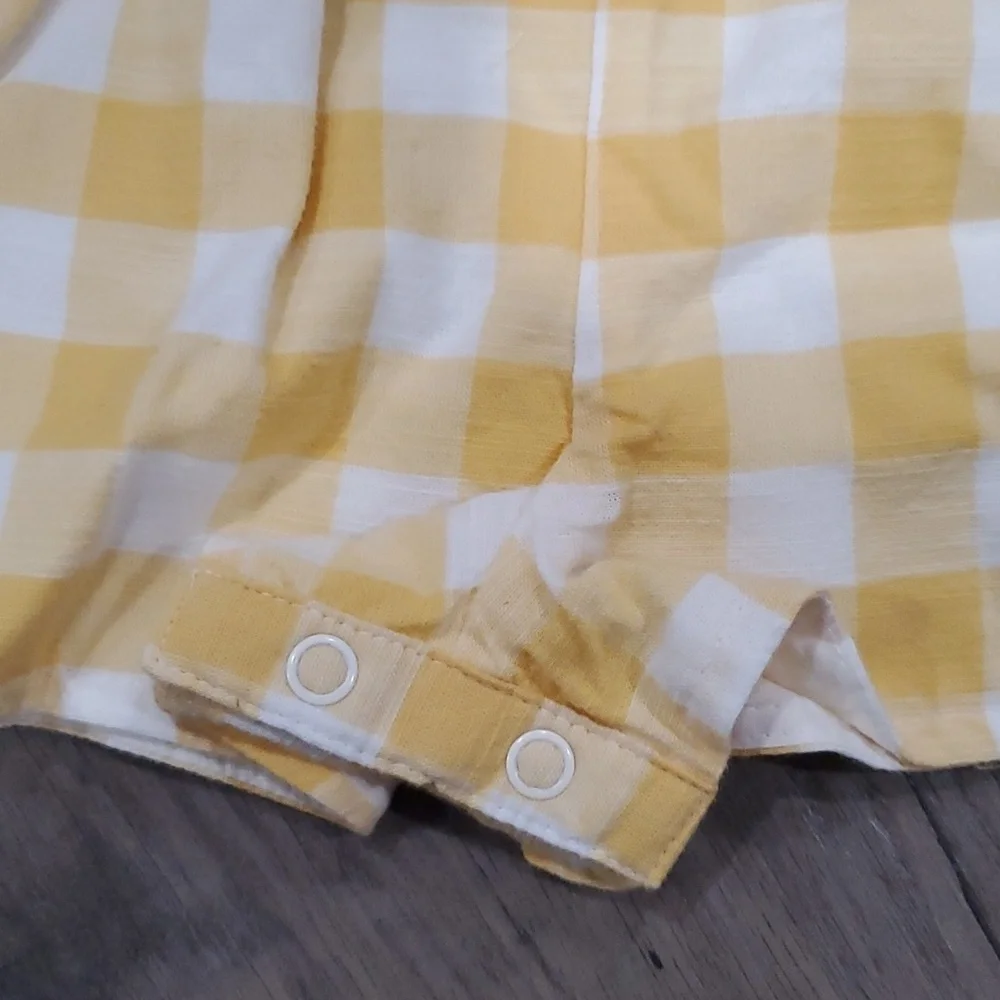 Cat & Jack One Piece Yellow Plaid with Romper with Bubble Sleeves